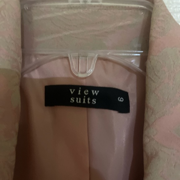 NORDSTROM VIEW SUITS PINK BLUSH BROCADE FLORAL TAPESTRY LONG COAT LINED - Picture 3 of 3